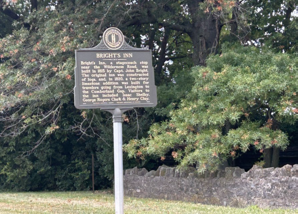 Bright's Inn historical marker, Danville Road near Wilderness Road (US 150), Stanford, Kentucky. Marker number 2433