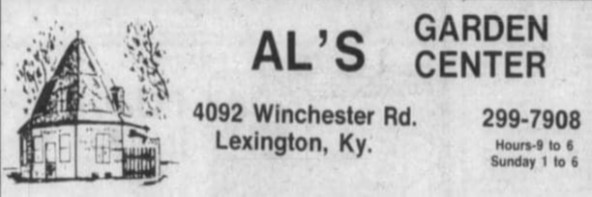Circa 1970s advertisement for the garden center, Lexington Herald-Leader.